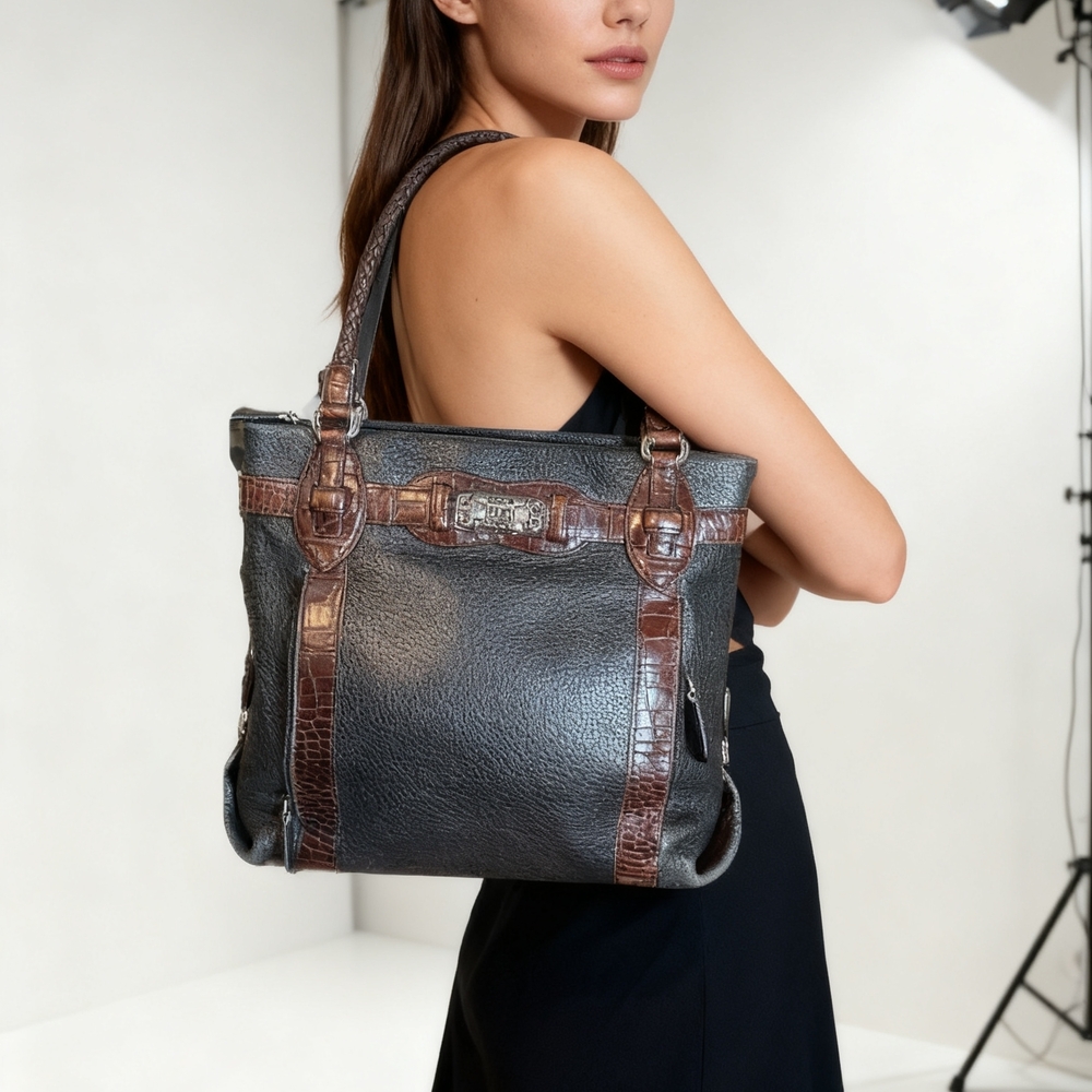Brighton Black and Brown Leather Handbag